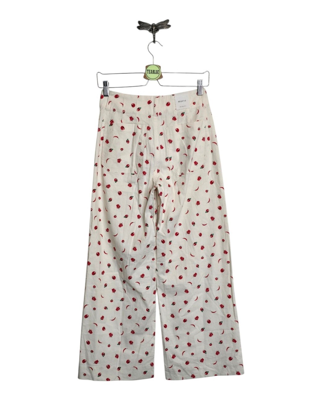 Maeve Colette Linen Pants Crop Wide Leg Peppers Tomato 25 NWT - Picture 3 of 14
